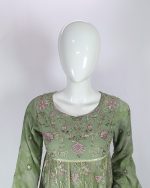 3 PIECES - Embroidered anarkali frok with gharara pant & embroidered dupatta - Image 3