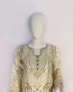 3 PIECES - Organza embroidered shirt with Flapper embroidered bottom & embroidered dupatta - Image 3