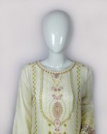 3 PIECES - Embroidered Chiffon shirt with trouser & Chiffon embroidered dupatta - Image 3