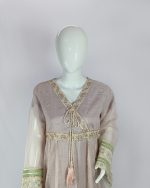 3 PIECES - Embroidered angrakha frok with gharara pant & dupatta - Image 3