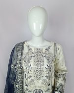 3 PIECES - Embroidered shirt with gharara pant with embroidered dupatta - Image 3