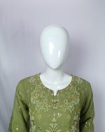 3 PIECES - Embroidered anarkali frok with trouser & chiffon embroidered dupatta - Image 3