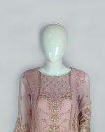 3 PIECES - Embroidered shirt with trouser & along with embroidered chiffon dupatta - Image 3