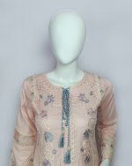 3 PIECES - Embroidered shirt with trouser & Printed dupatta - Image 3