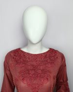 3 PIECES -  Embroidered Shirt with Trouser & embroidered dupatta - Image 3