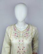 3 PIECES - Embroidered Shirt with trouser & Chiffon Dupatta - Image 3