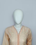 3 PIECES - Embnroidered shirt with trouser & printed munarch dupatta - Image 3