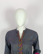 3 PIECES - Embroidered Long Shirt with trouser & Printed Dupatta - Image 3