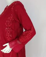 3 PIECES - Hand Emb shirt with trouser & Chiffon Emb dupatta - Image 4