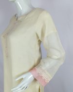 3 PIECES - Hand Embroidered Shirt with Trouser & Dupatta - Image 4