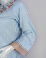 2 PIECES - Hand Embroidered Shirt with Printed Dupatta - Image 4