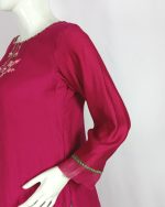 2 PIECES - Hand Embroidered Shirt with Printed Dupatta - Image 4