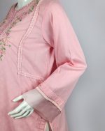 2 PIECES - Hand Embroidered Shirt with Printed Dupatta - Image 4