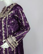 3 PIECES - Printed embroidered shirt with trouser & embroidered organza dupatta - Image 4