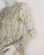 3 PIECES - Organza embroidered shirt with Flapper embroidered bottom & embroidered dupatta - Image 4