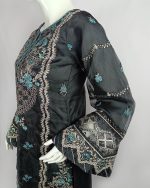 3 PIECES - Embroidered organza shirt with silk trouser & Embroidered organza dupatta - Image 4