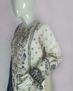 3 PIECES - Embroidered shirt with gharara pant with embroidered dupatta - Image 4