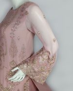 3 PIECES - Embroidered shirt with trouser & along with embroidered chiffon dupatta - Image 4