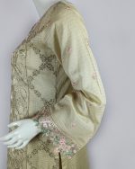 3 PIECES - Embroidered Shirt With trouser & embroidered n printed dupatta - Image 4