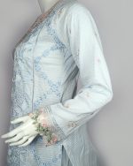 3 PIECES - Embroidered Shirt with trouser & Printed embroidered Dupatta - Image 4