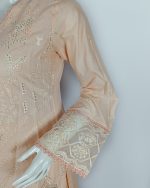 3 PIECES - Embnroidered shirt with trouser & printed munarch dupatta - Image 4