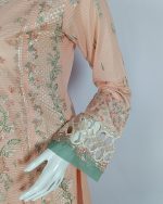 3 PIECES - Embroidered Shirt with trouser & Printed dupatta - Image 5