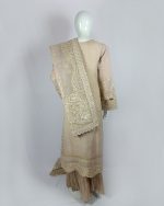 3 PIECES - Hand embroidered shirt with crush gharara & embroidered organza dupatta - Image 5