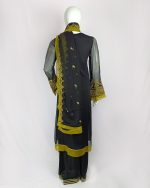 3 PIECES - Ebroidered chiffon shirt with gharara pant & embroidered chiffon dupatta - Image 5
