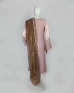 3 PIECES - Embroidered shirt with trouser & along with embroidered chiffon dupatta - Image 5