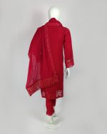 3 PIECES - Hand Emb shirt with trouser & Chiffon Emb dupatta - Image 5
