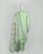 3 PIECES - Hand Embroidered Shirt with Trouser & Printed Dupatta - Image 5