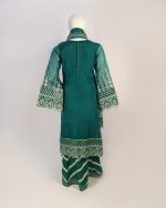 3 PIECES - Embroidered organza shirt with malai gharara & embroidered organza dupatta - Image 6