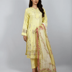 3 PIECES - Embroidered Shirt with trouser & printed dupatta