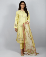 3 PIECES - Embroidered Shirt with trouser & printed dupatta