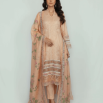 3 PIECES - Embroidered Shirt with trouser & Printed Dupatta