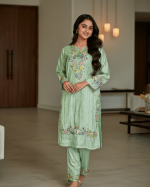 2 PIECES - Embroidered Shirt with Embroidered Trouser