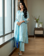 3 PIECES - Hand Embroidered Shirt with trouser Printed Dupatta