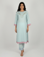 2 PIECES - Hand Embroidered Shirt with Trouser