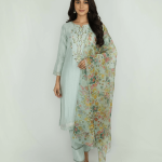 3 PIECES - Hand Embroidered Shirt with Trouser & Printed Dupatta