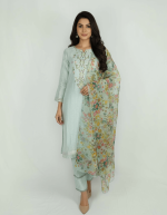 3 PIECES - Hand Embroidered Shirt with Trouser & Printed Dupatta