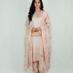 3 PIECES - Hand Emb Shirt with Trouser & Printed Dupatta