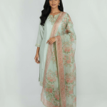 3 PIECES - Hand Embroidered Shirt with Trouser & Printed Dupatta