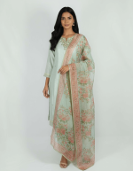 3 PIECES - Hand Embroidered Shirt with Trouser & Printed Dupatta