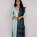 2 PIECES - Hand Embroidered Shirt with Printed Dupatta