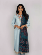 2 PIECES - Hand Embroidered Shirt with Printed Dupatta
