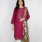 2 PIECES - Hand Embroidered Shirt with Printed Dupatta