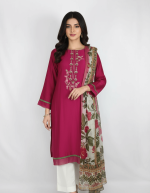 2 PIECES - Hand Embroidered Shirt with Printed Dupatta
