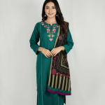 2 PIECES - Hand Embroidered Shirt with Printed Dupatta