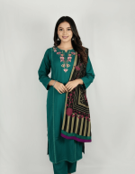 2 PIECES - Hand Embroidered Shirt with Printed Dupatta