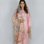 2 PIECES - Hand Embroidered Shirt with Printed Dupatta